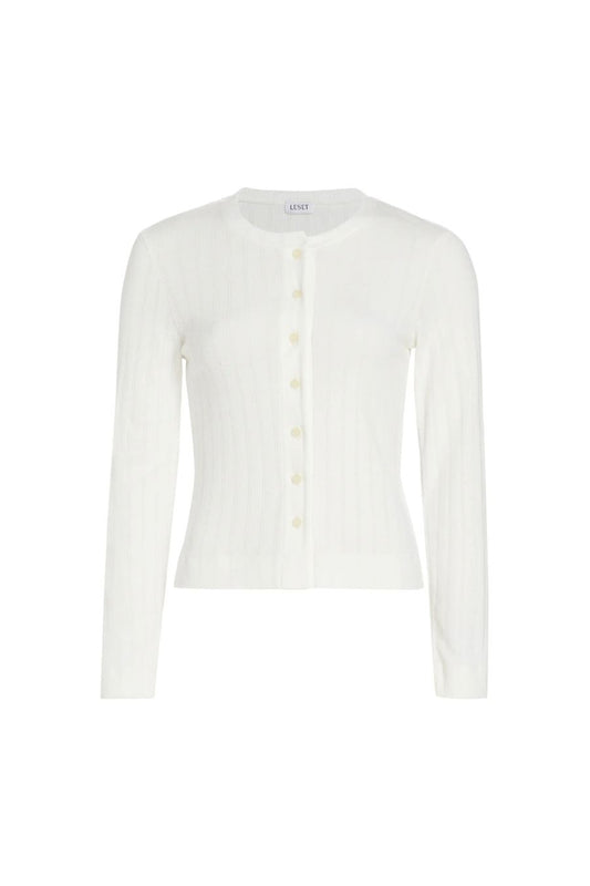 Pointelle Classic Cardigan II in White