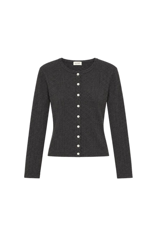 Pointelle Classic Cardigan II in Hickory Melange