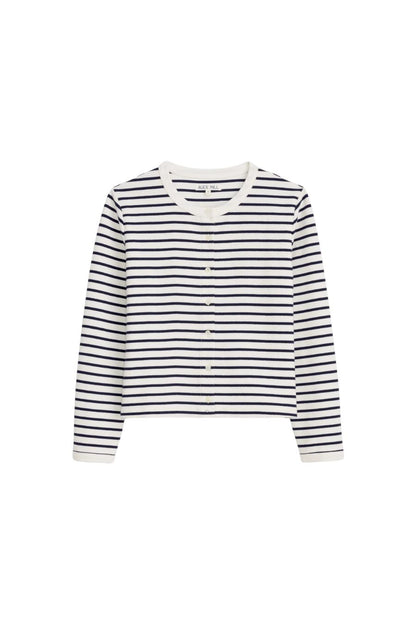 Coco Sport Cadigan in Ivory/Navy Stripe