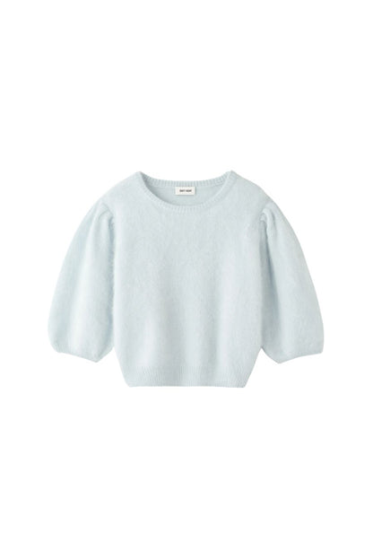 Brushed Cashmere Crewneck in Ice Blue