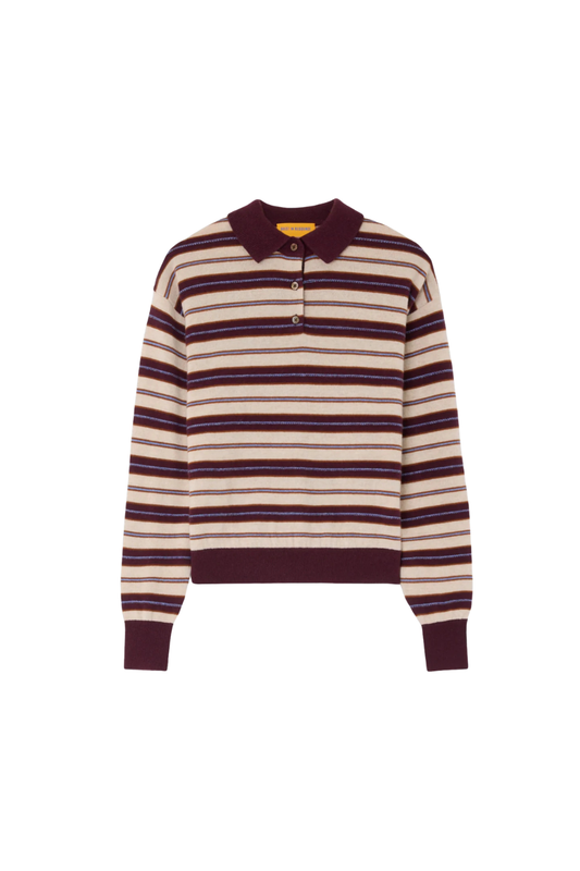 Collegiate Stripe Polo in Fig Combo