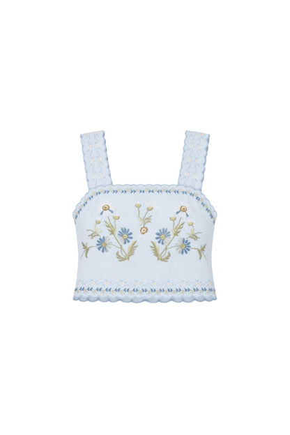 Audra Embroidered Top in Blue