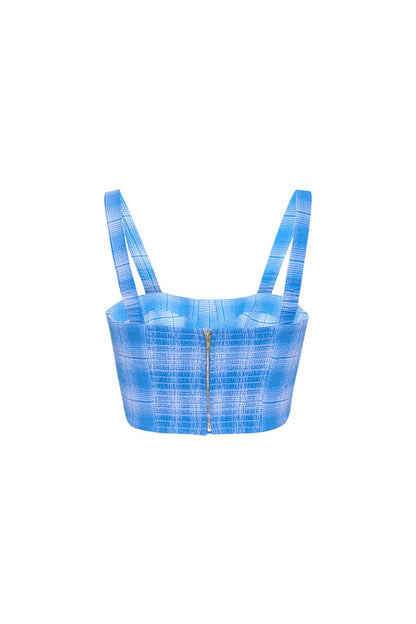 Claudine Top in Blue Plaid