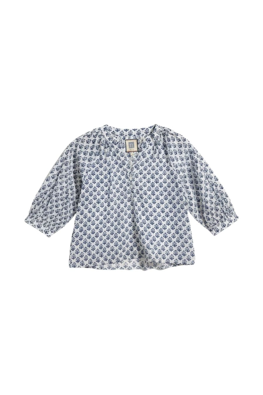 Clara Top in Small Navy Motif