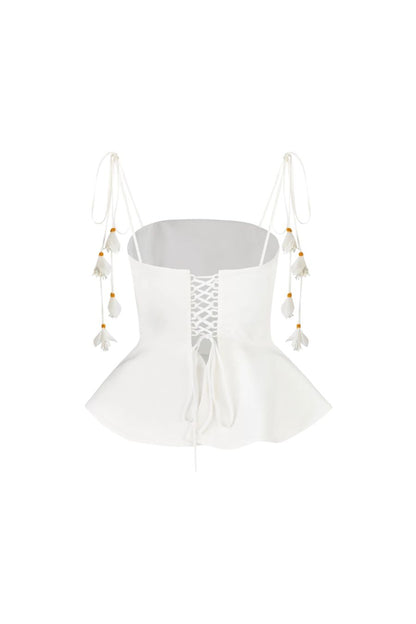 Lily Top in Golestan Yellow/White