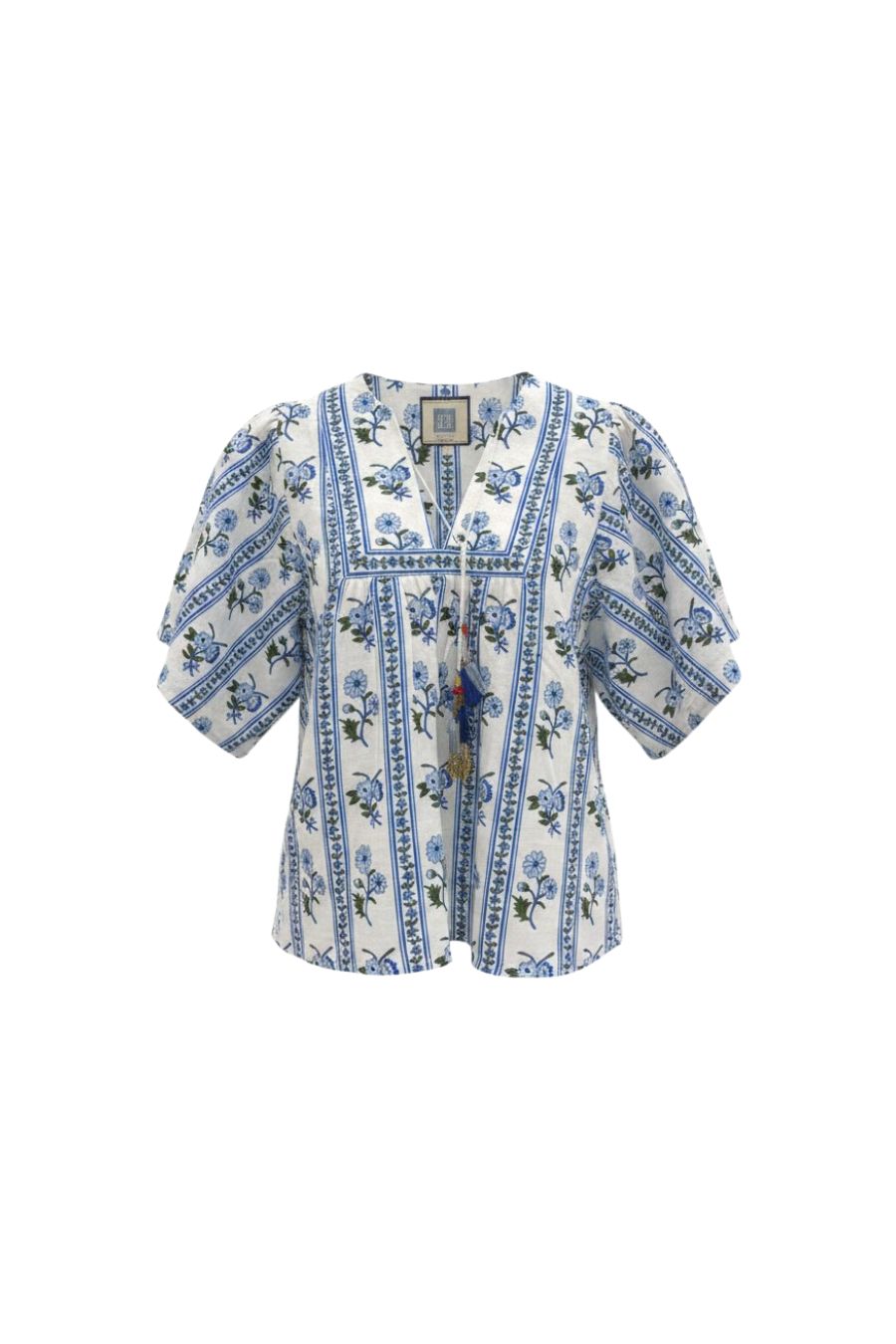 Angel Top in Blue Floral Stripe