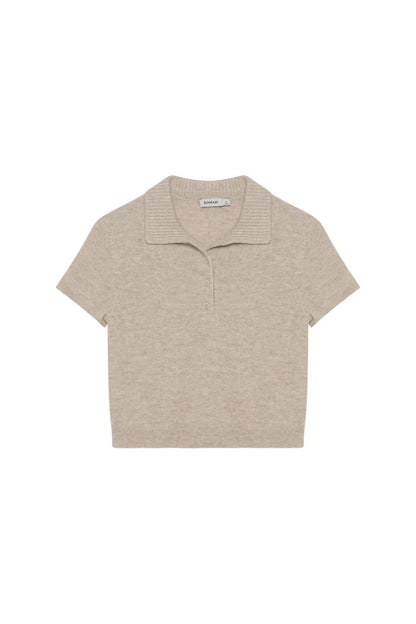 Twila Short Sleeve Polo in Stone