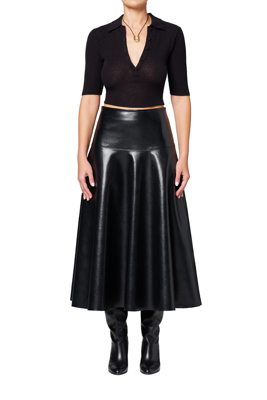 Vita Recycled Leather Maxi Skirt In Black