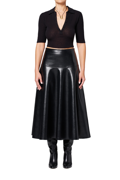 Vita Recycled Leather Maxi Skirt In Black