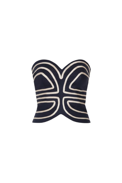 Serengeti Embroidered Top in Navy