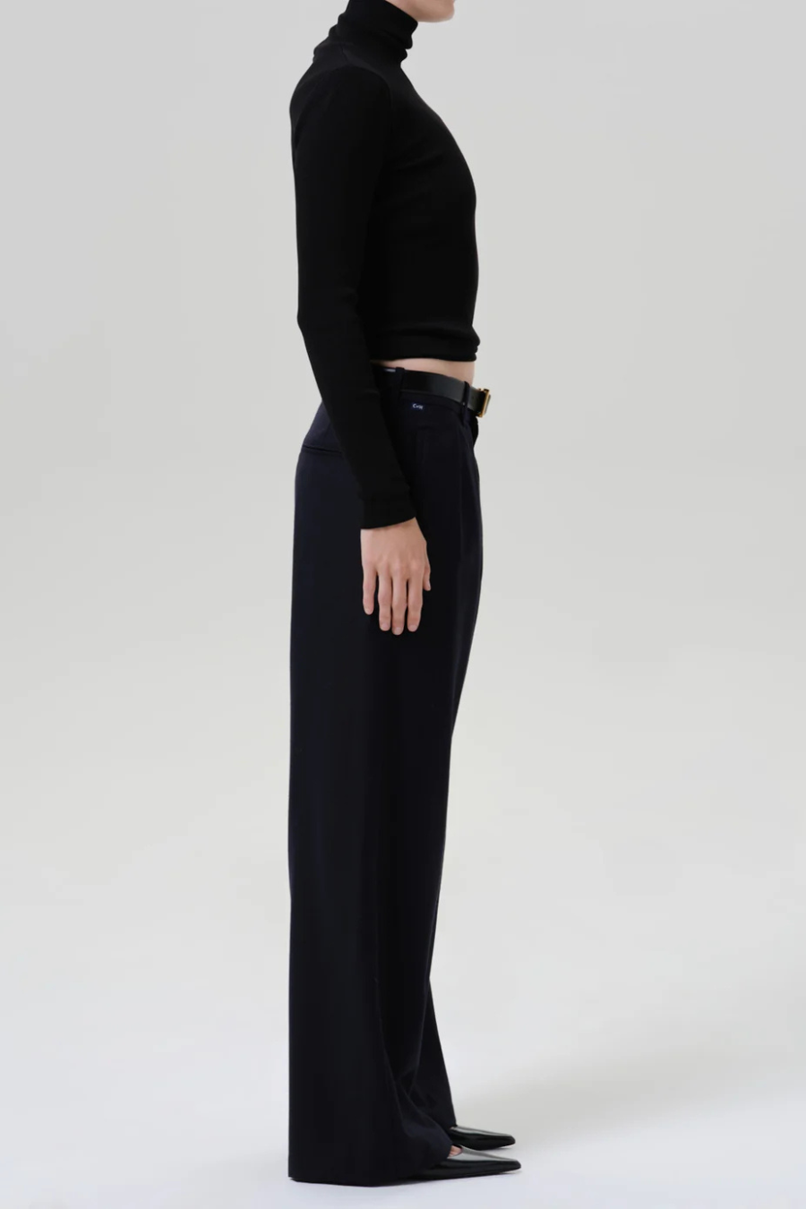 Ines Italian Virgin Wool Trouser In Navy