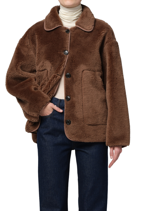 Astrid Sherpa Jacket in Warm Tan
