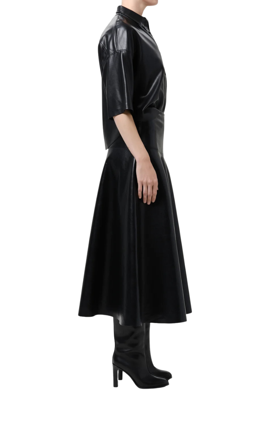 Vita Recycled Leather Maxi Skirt In Black