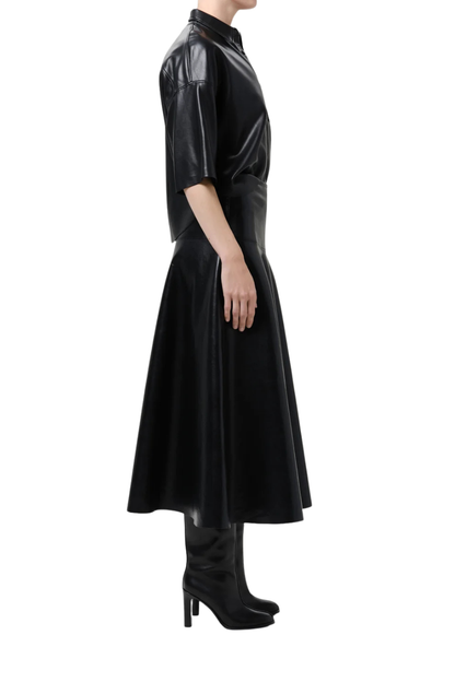 Vita Recycled Leather Maxi Skirt In Black