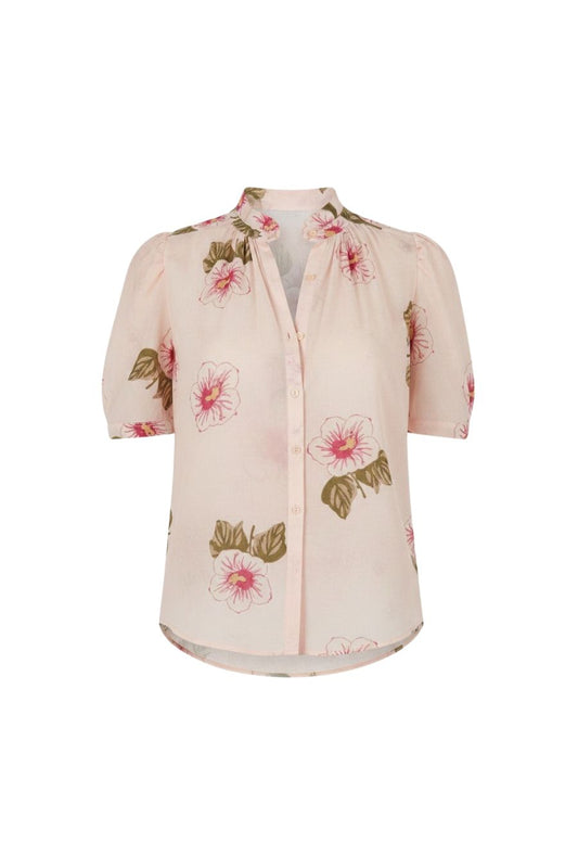 Winnie Blush Hibiscus Shirt in Off-White