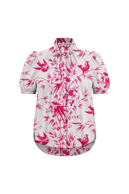 Winnie Rosette Swallow Shirt in Off-White