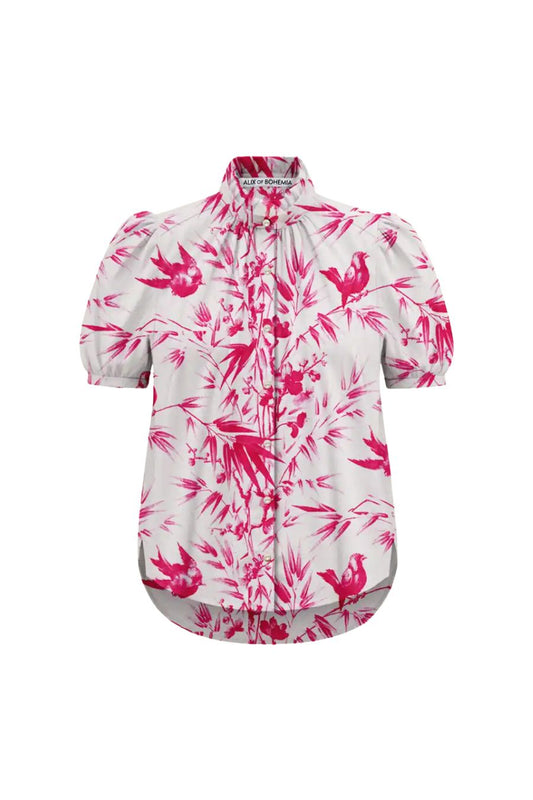 Winnie Rosette Swallow Shirt in Off-White