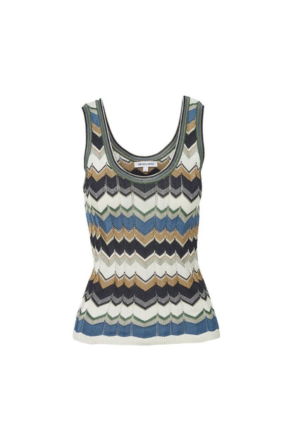 Sandra Tank in Sage/White/Navy
