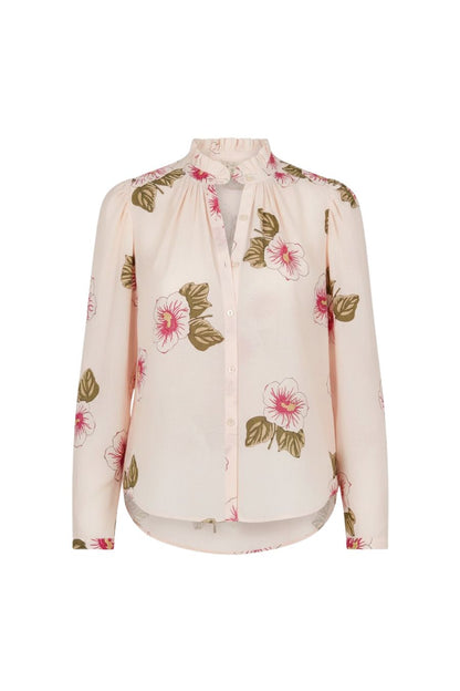 Artemis Blush Hibiscus Shirt in Off-White
