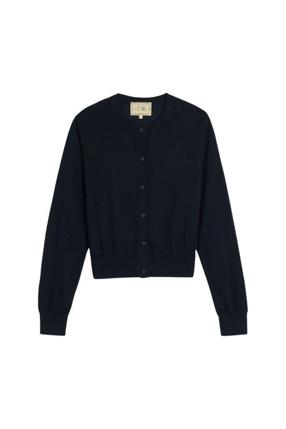 Inez Superfine Cashmere Cardigan in Navy