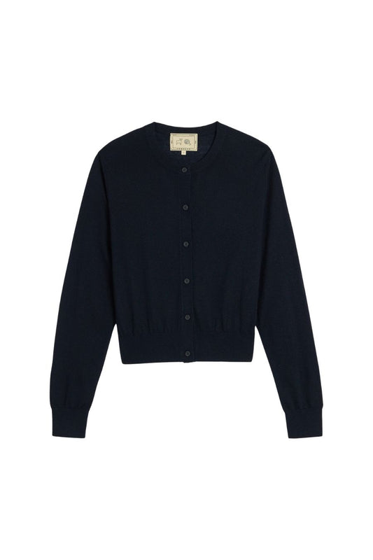 Inez Superfine Cashmere Cardigan in Navy