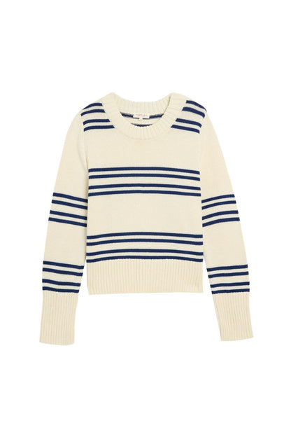 Micha Cotton Sweater in Off White/Baltic Blue