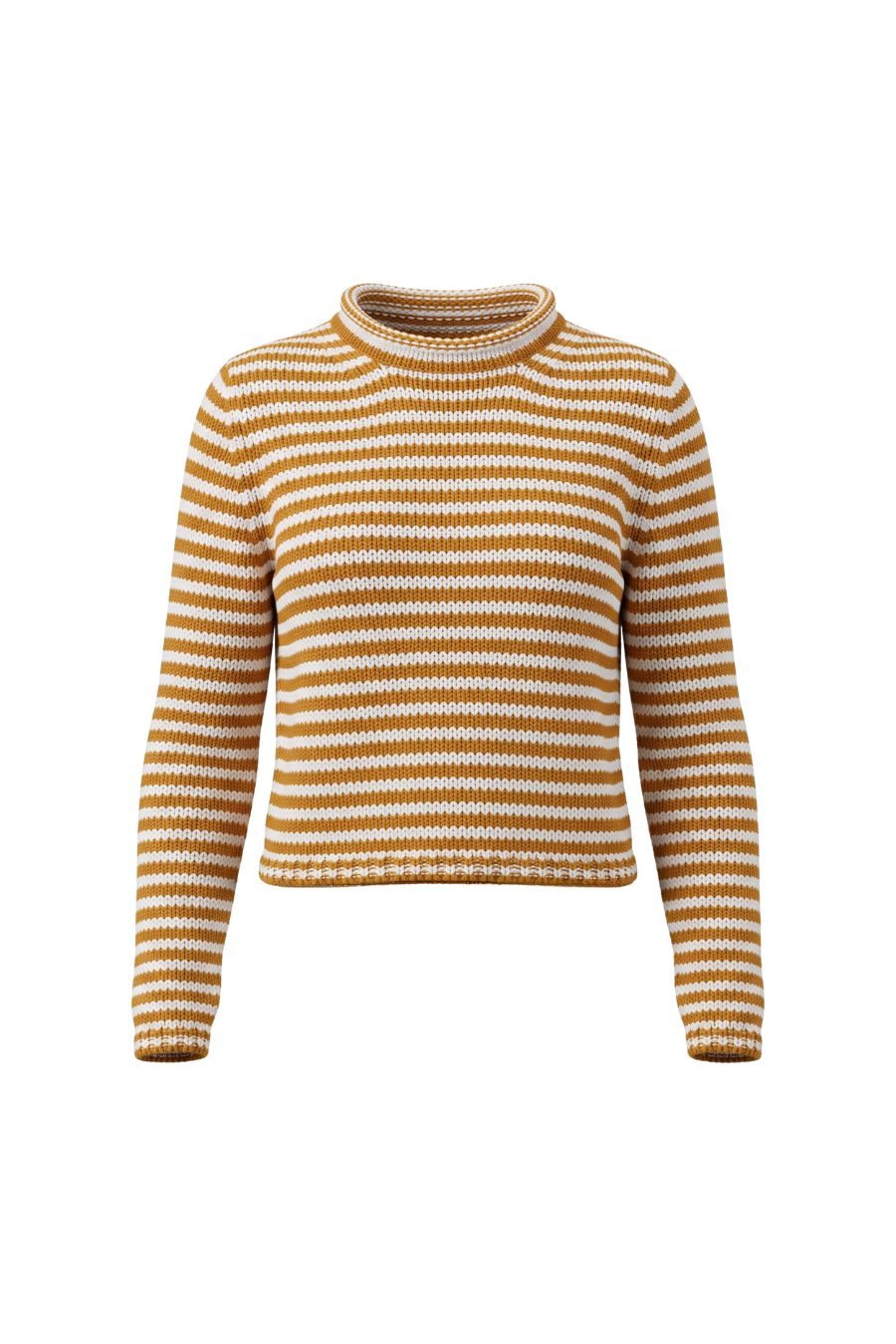 La Ligne Mini Marina Fine Stripe Sweater in Butterscotch/Ivory, striped wool-cashmere sweater