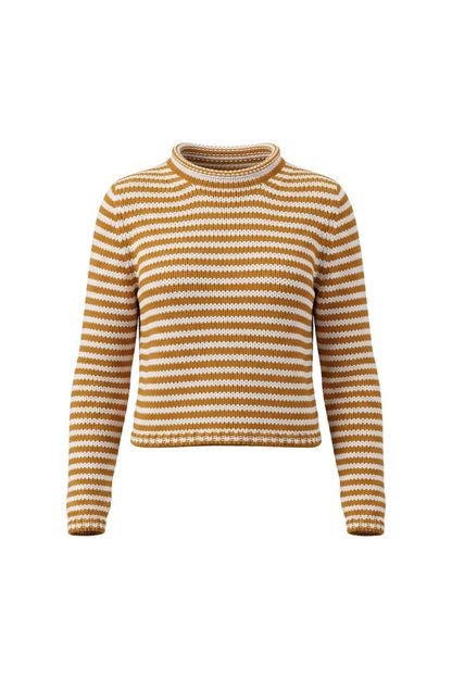 La Ligne Mini Marina Fine Stripe Sweater in Butterscotch/Ivory, striped wool-cashmere sweater