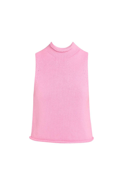 Giada Roll Neck Tank in Dahlia Pink
