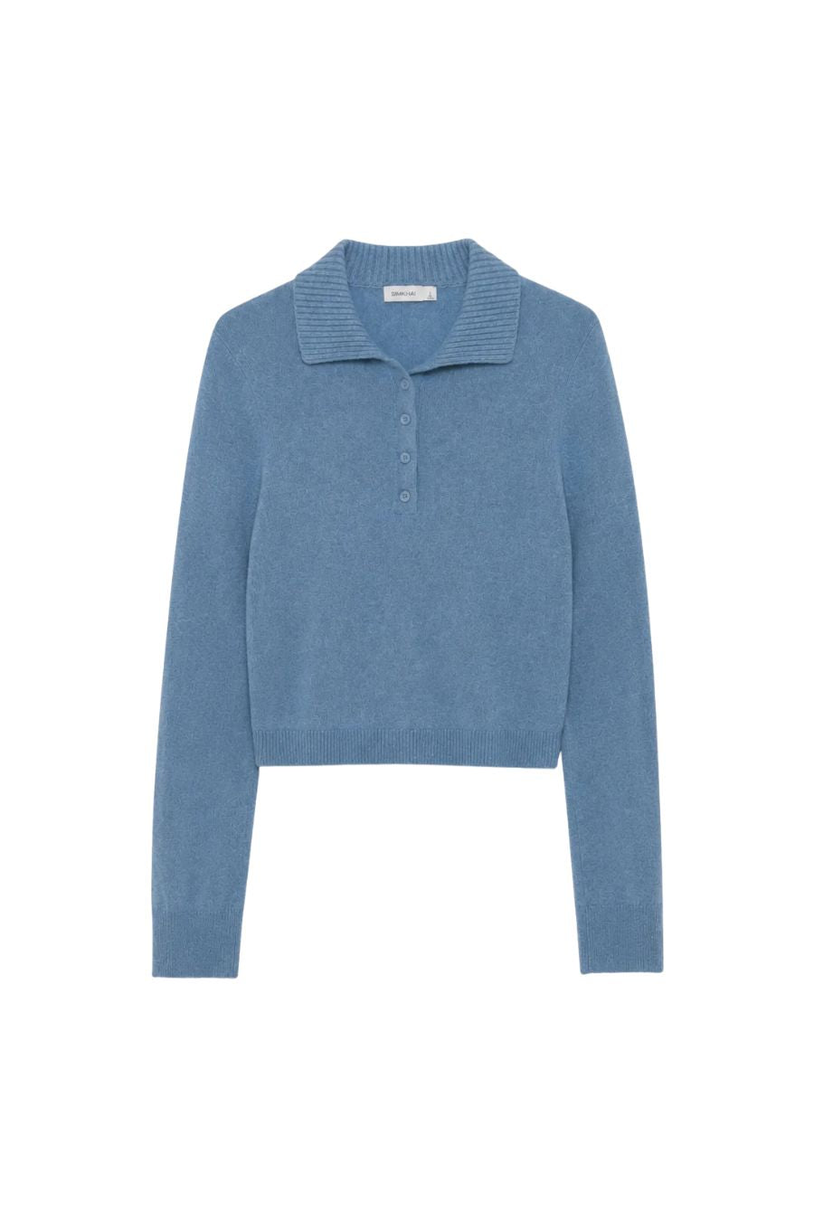 Constance Cashmere Polo in Dusty Blue