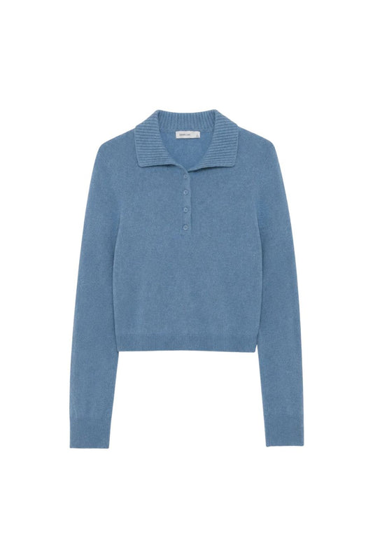 Constance Cashmere Polo in Dusty Blue