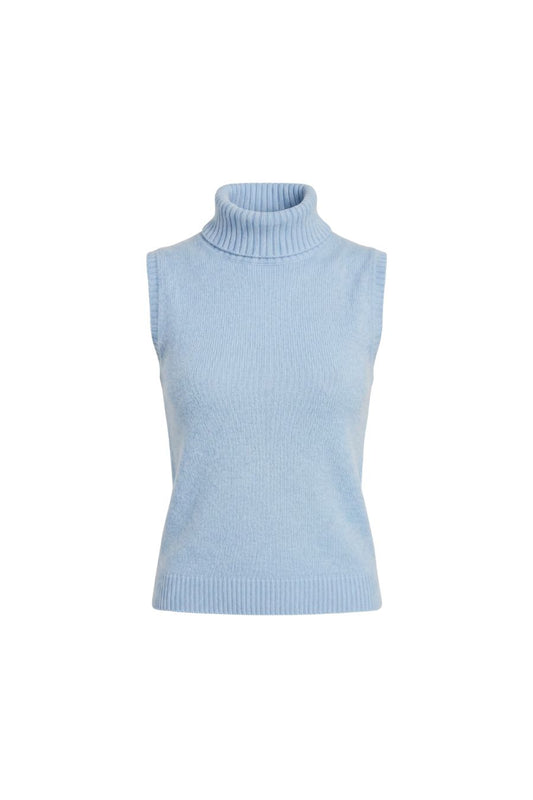 Mazzy Cashmere Sleeveless Sweater in Pale River Melange