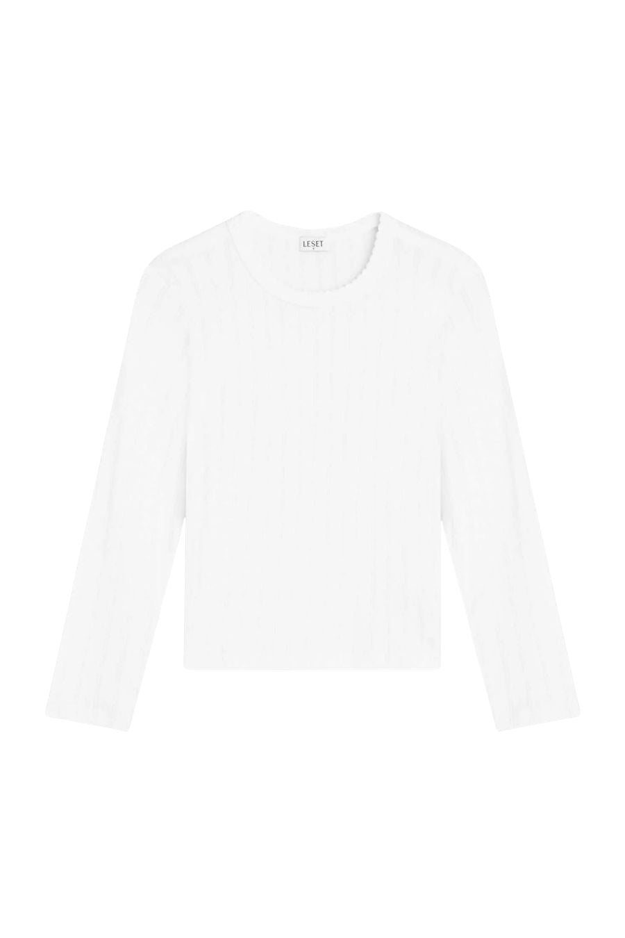Pointelle Slim Fit Long Sleeve in White