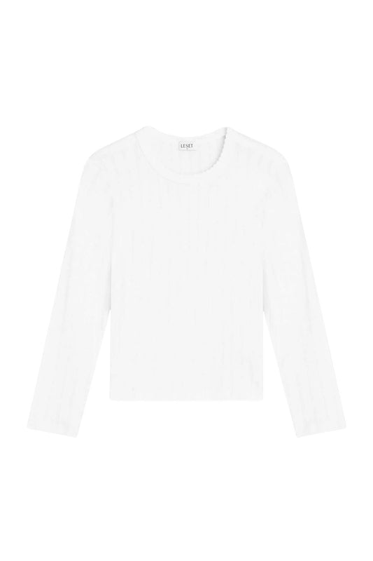 Pointelle Slim Fit Long Sleeve in White