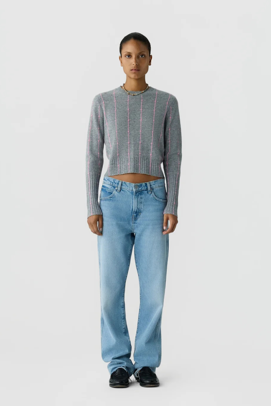 Shrunken Checker Crew in Heather Grey/Sprinkle
