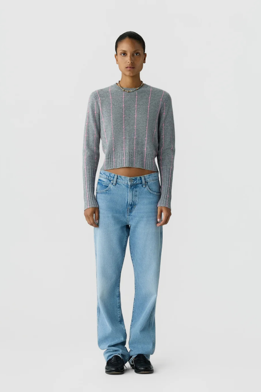 Shrunken Checker Crew in Heather Grey/Sprinkle