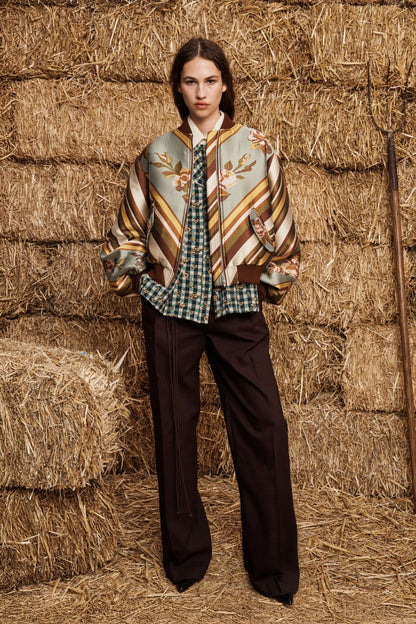 La Rosa Jacquard Bomber Jacket in Multi