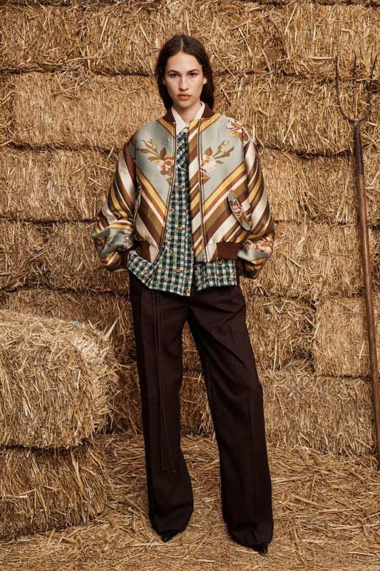 La Rosa Jacquard Bomber Jacket in Multi