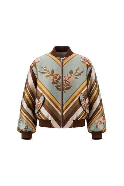 La Rosa Jacquard Bomber Jacket in Multi
