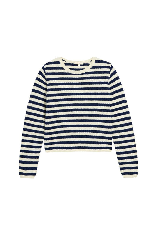 Melina Stripe Sweater in Off White/Baltic Blue