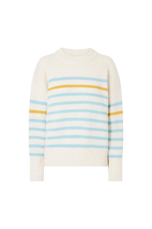 Marin Sweater in Ivory/Aqua/Tangerine