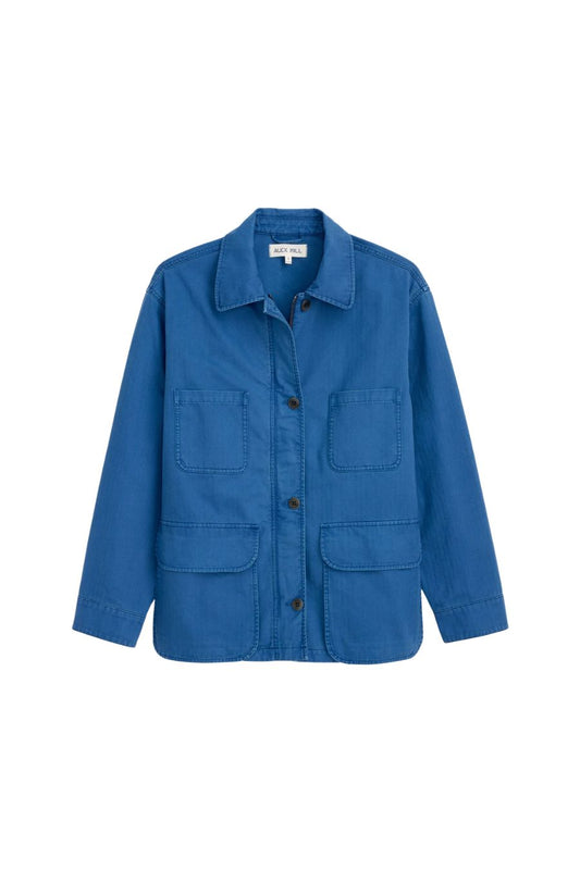 Painter Jacket in Herringbone Washed Cobalt