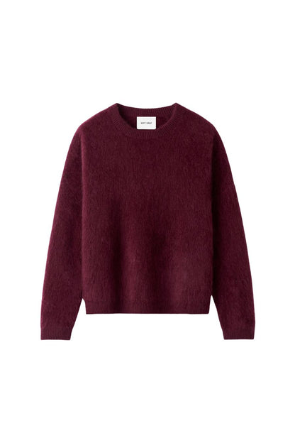 Brushed Boyfriend Crewneck in Bordeaux