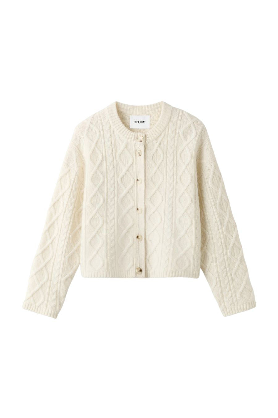Cable Knit Cardgan in Feather White
