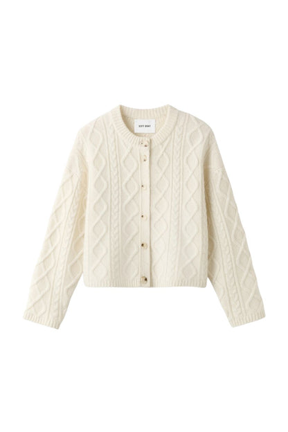Cable Knit Cardgan in Feather White