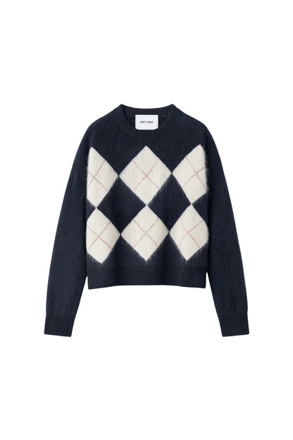 Argyle Crewneck in Navy