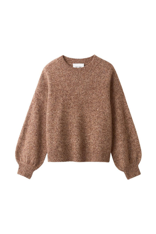 Marled Relaxed Fit Crewneck in Brown Melange