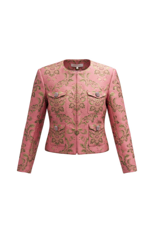 Venetia Jacquard Jacket in Pink/Gold