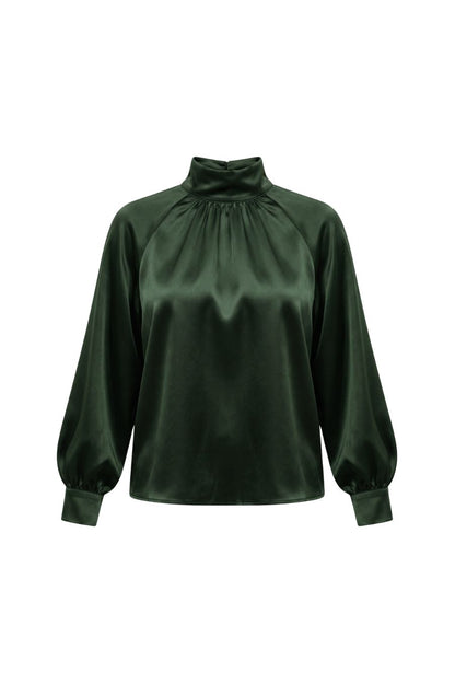 Nadine Silk Blouse in Hunter Green