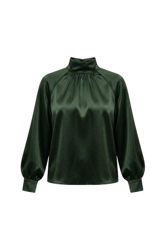 Nadine Silk Blouse in Hunter Green